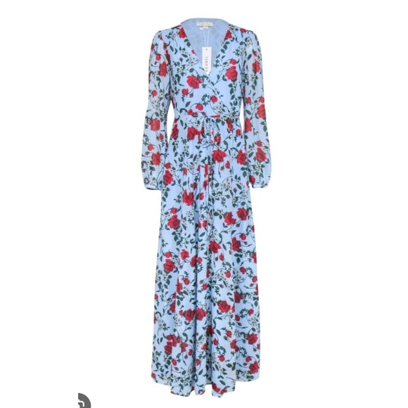 YUMI KIM Blue Juliette Fortune Teller Lined Maxi Wrap Dress Size Medium - Picture 9 of 9